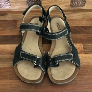 BN no box women Ecco size 37 black suede sandals